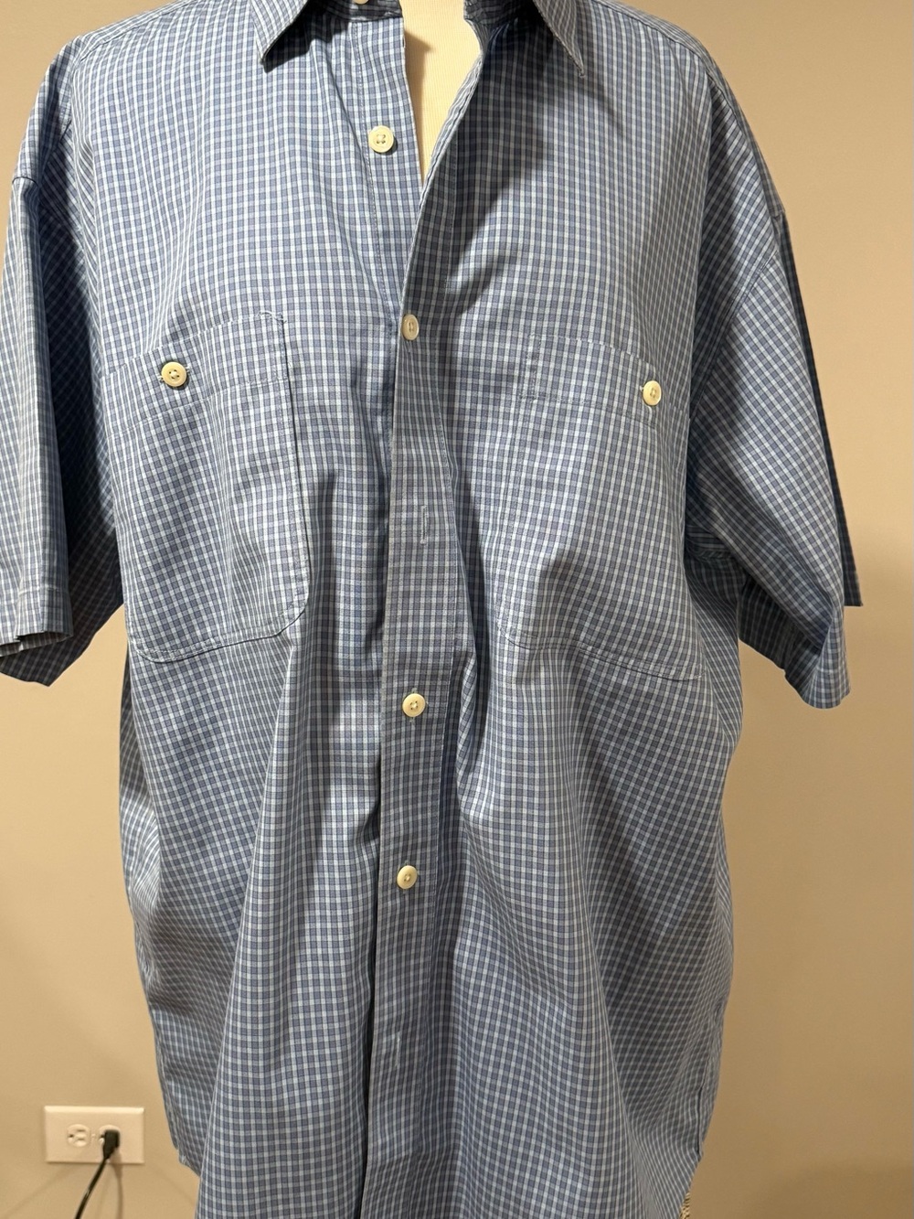 Orvis Blue Checked Short-Sleeve Button-Down Shirt